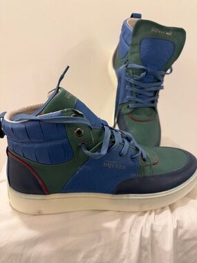 Alexander McQueen Pumas RARE! Blue, Green & Navy High-Top Leather Sneakers